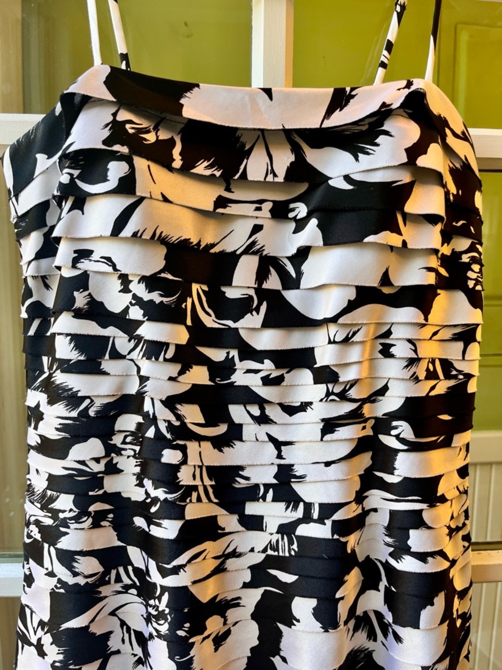 White House Black Market Stripey Sexy Floral-Print Spaghetti Strap Mini Dress - Picture 2 of 7